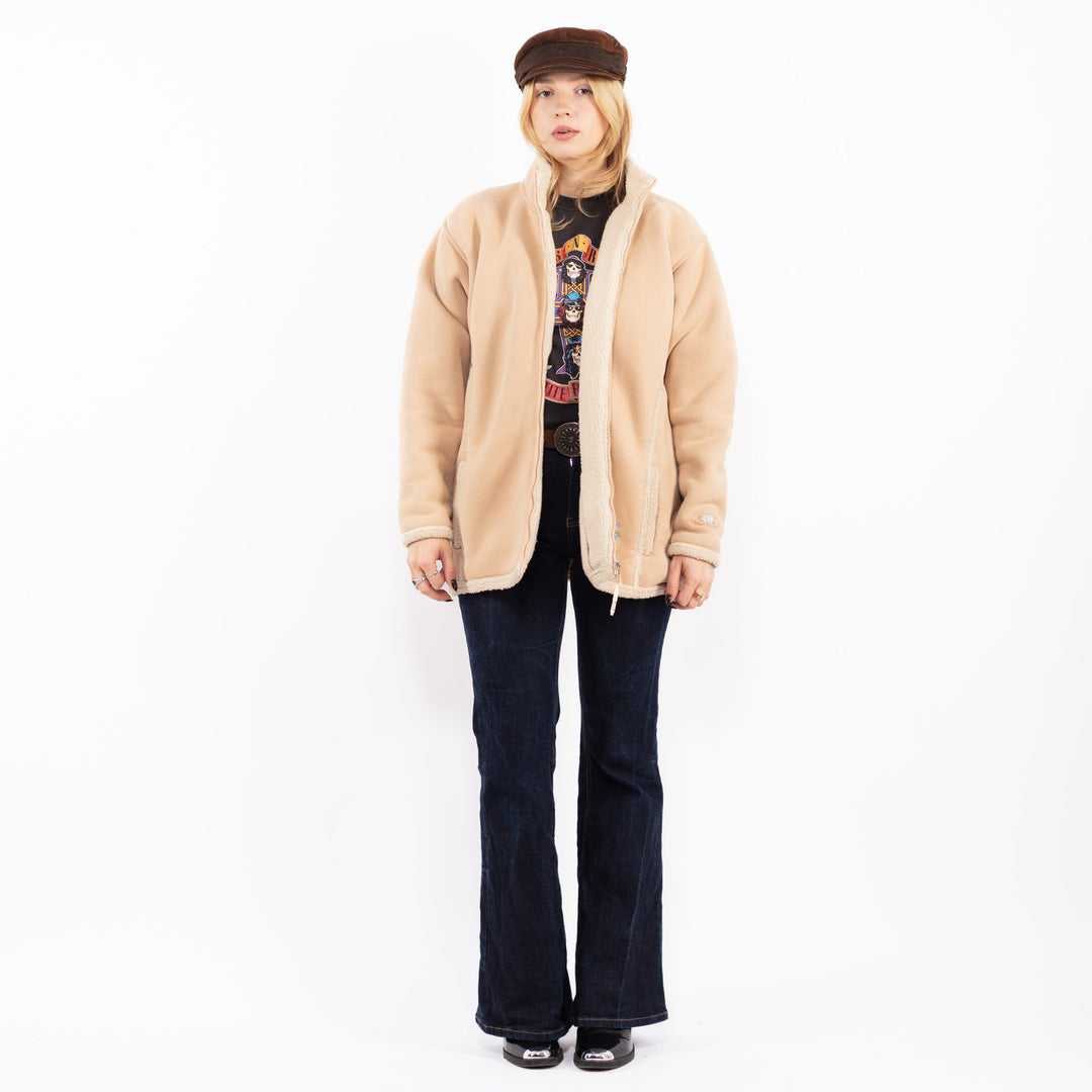 Vintage 00's Women Faux Sheepskin Coat in Beige