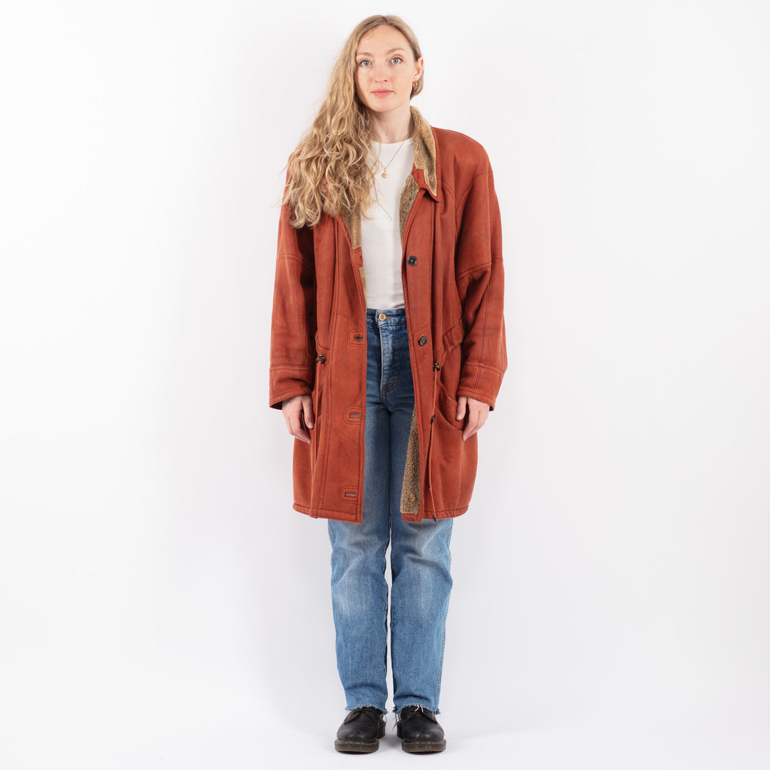 Vintage 90's Women Sheepskin Coat in BrownV9464