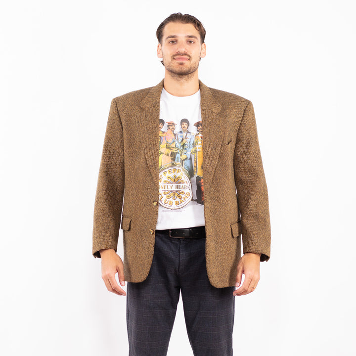Vintage 90's Men Wool Blazer Jacket in BeigeZ2180
