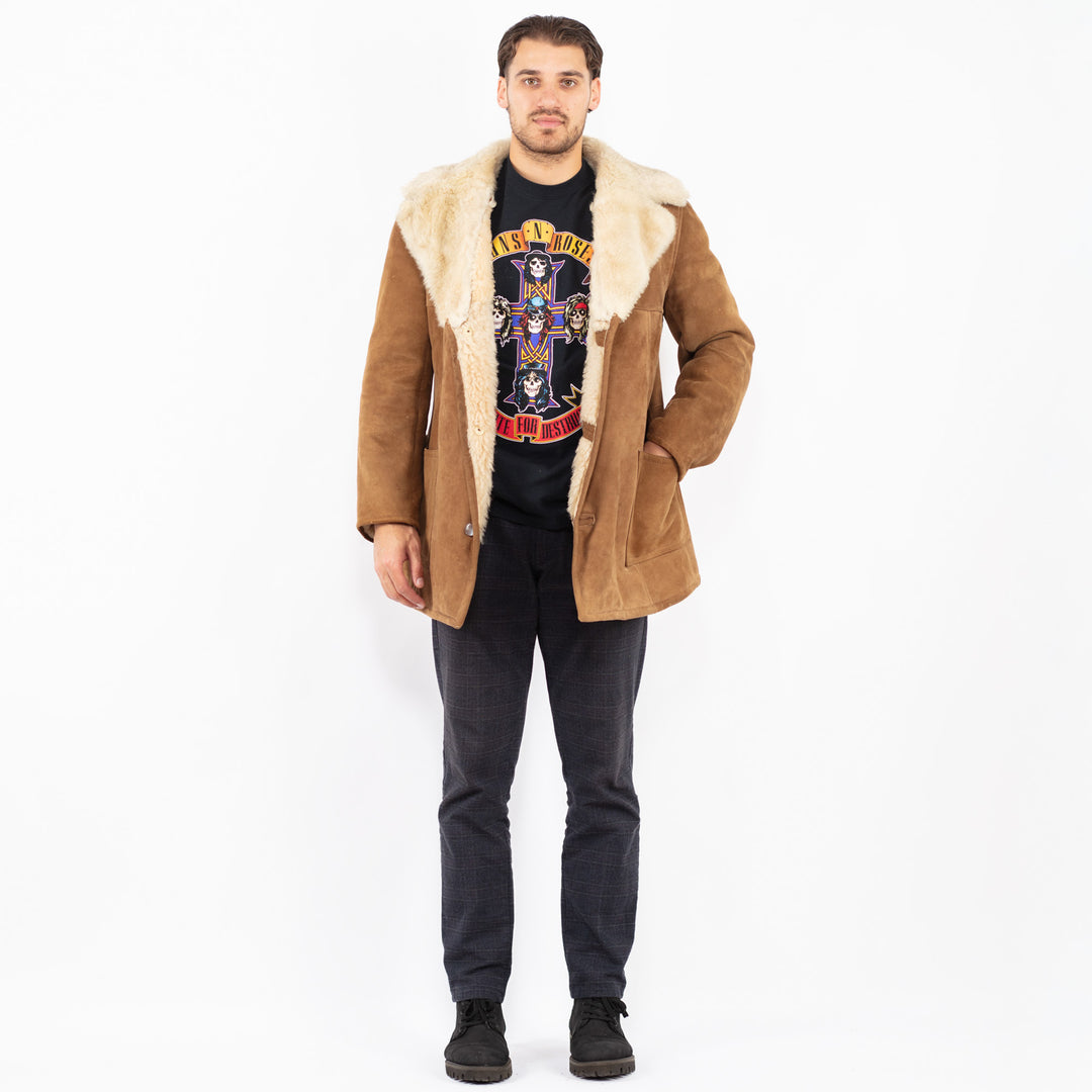 Vintage 70's Men Sheepskin Coat in BrownZ2378