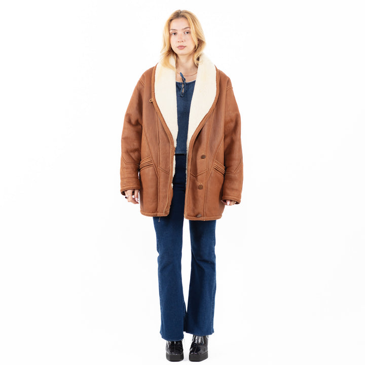 Vintage 80's Women Sheepskin Coat in BrownA0062