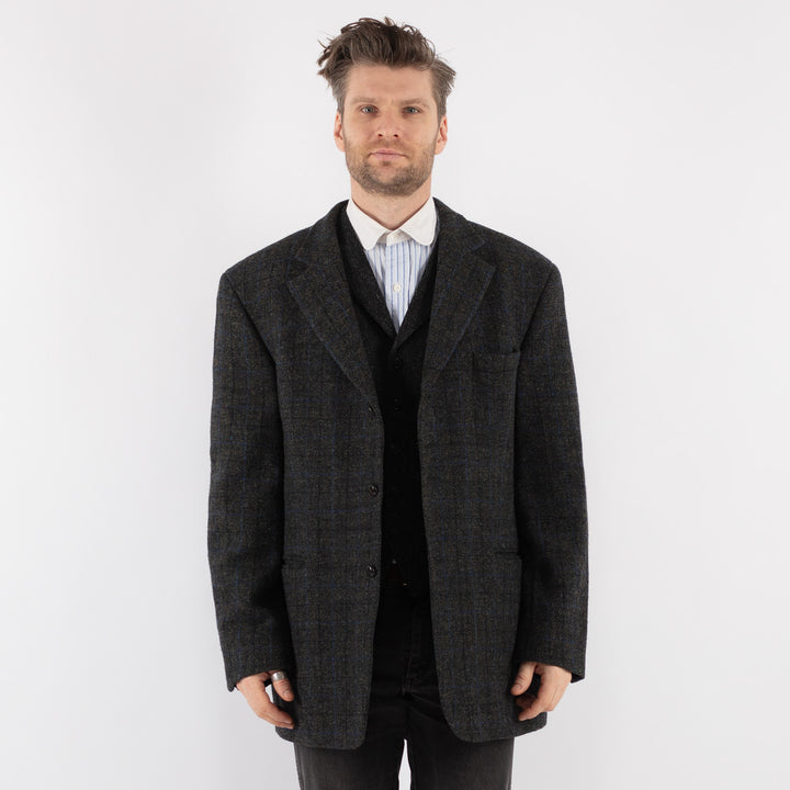 Vintage 80's Men Harris Tweed Jacket in GrayZ720