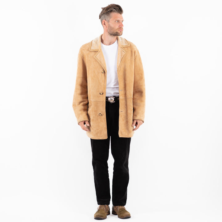 Vintage 90's Men Sheepskin Coat in BeigeZ1840