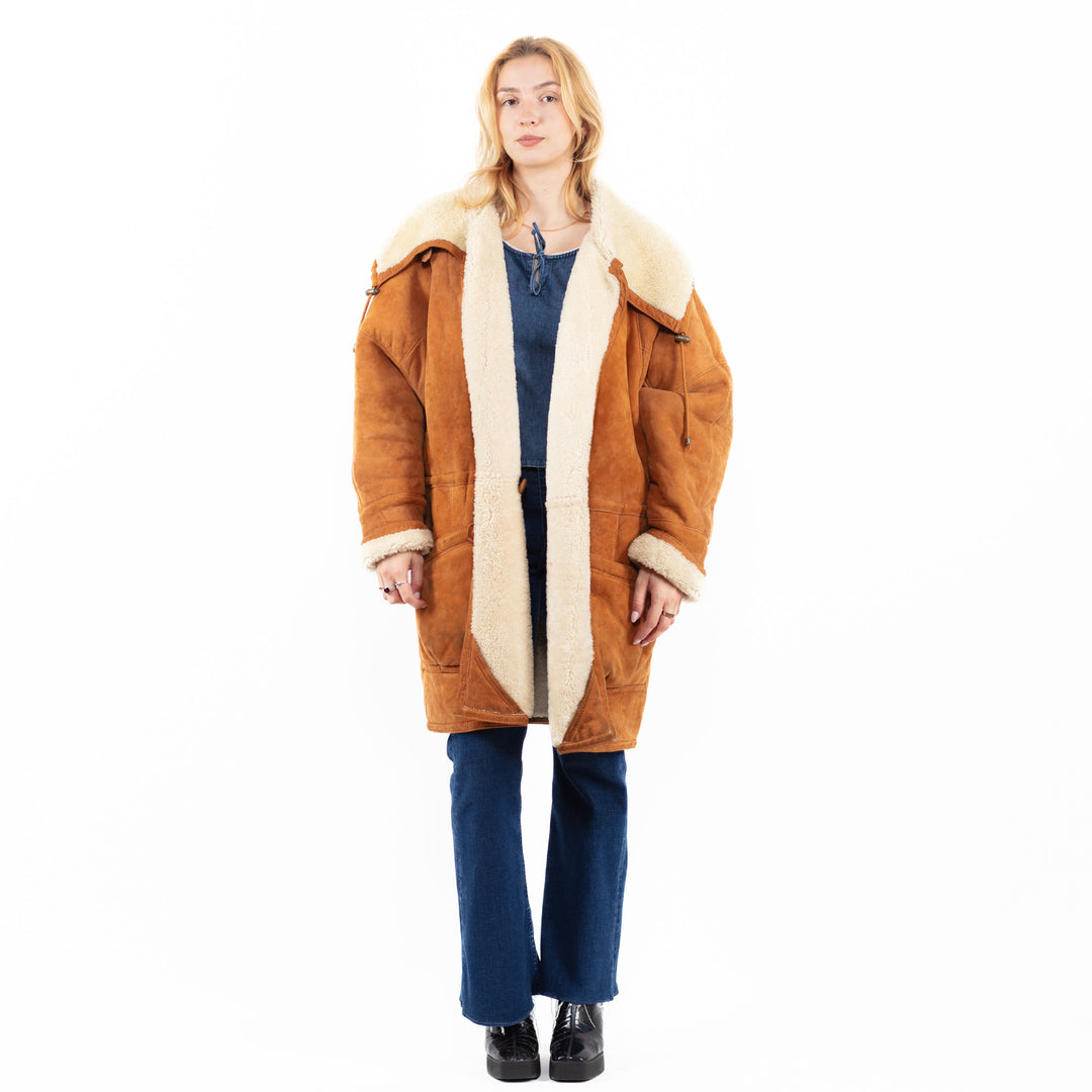 Vintage 90's Women Sheepskin Coat in BrownA0063