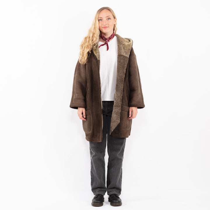 Vintage 90's Women Sheepskin Coat in BrownA0618