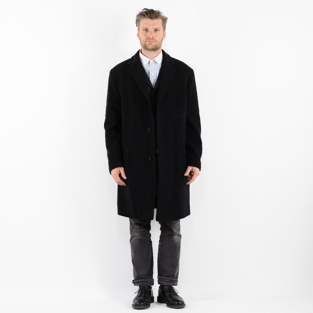 Vintage 90's Men Wool Blend Coat in BlackZ1745