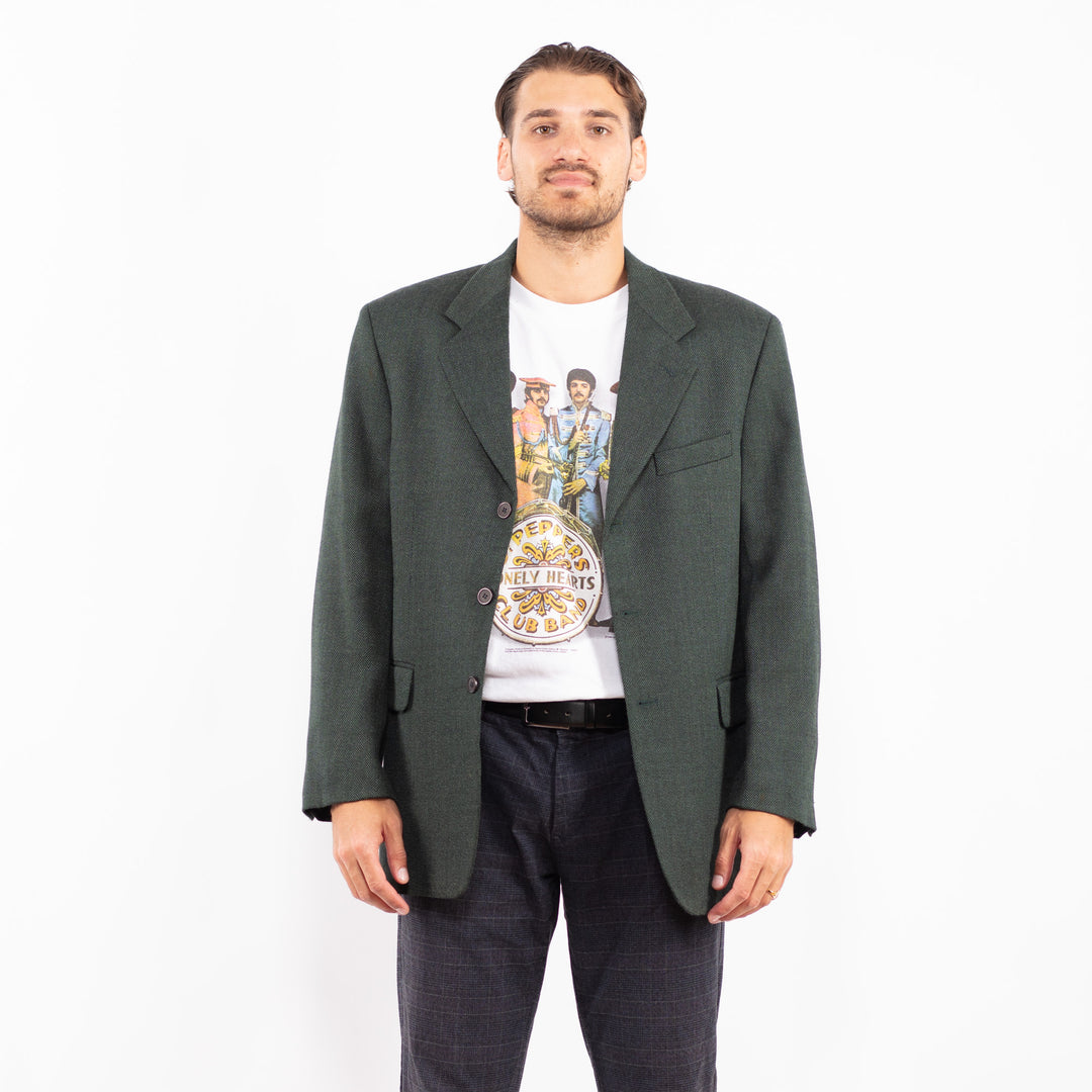 Vintage 90's Men Wool Blend Blazer Jacket in GreenZ2182