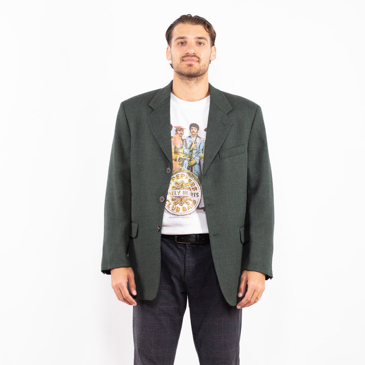 Vintage 90's Men Wool Blend Blazer Jacket in GreenZ2182