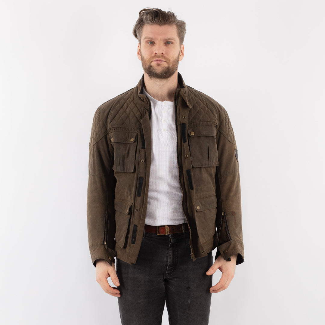 Vintage 90's Men Waxed Canvas Jacket in BrownZ913