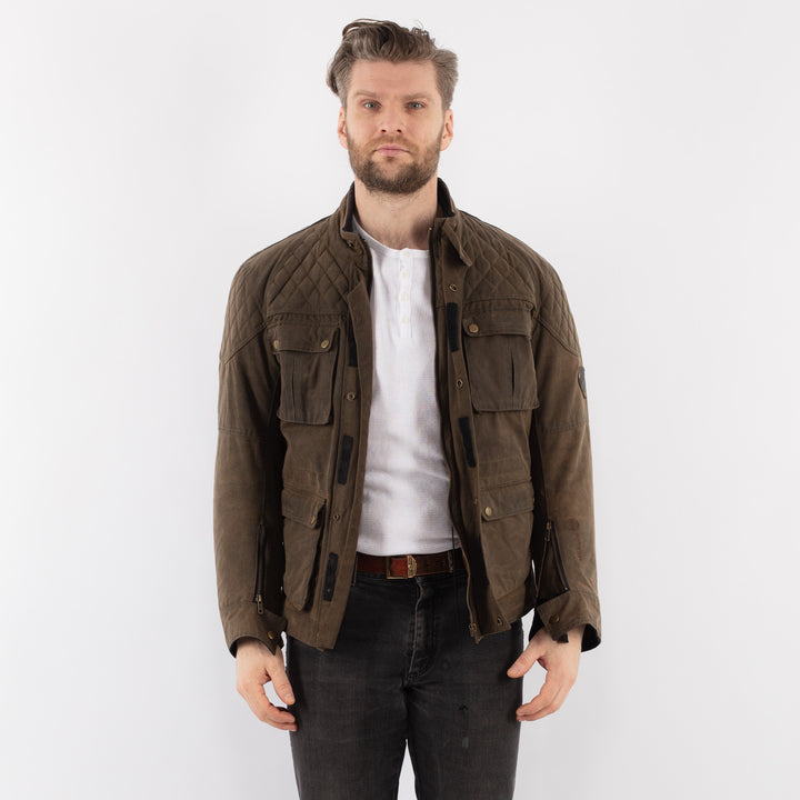 Vintage 90's Men Waxed Canvas Jacket in BrownZ913
