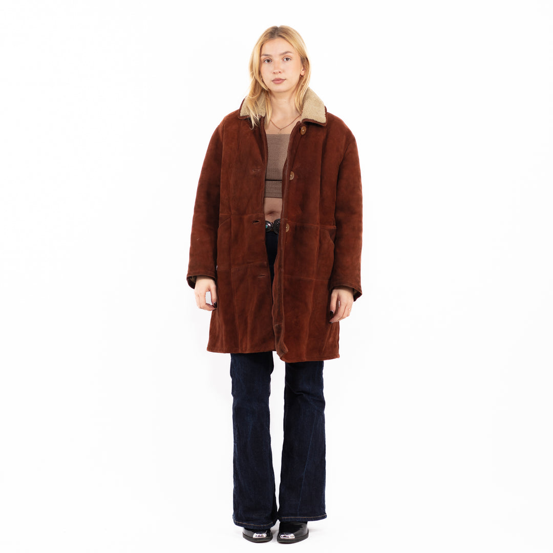 Vintage 70's Women Sheepskin Coat in Brown