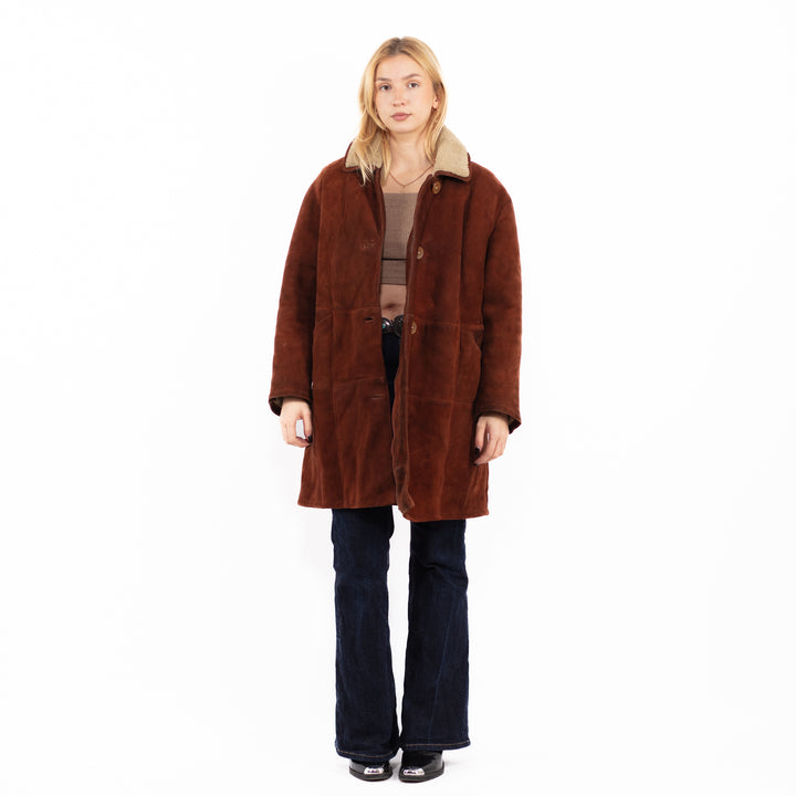 Vintage 70's Women Sheepskin Coat in Brown