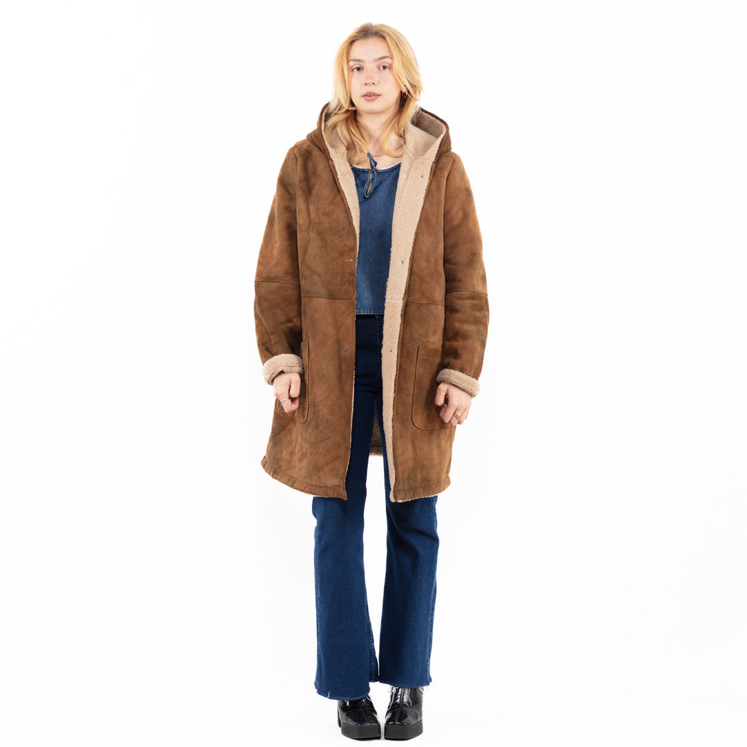 Vintage 00's Women Suede Sherpa Coat in BrownA0065