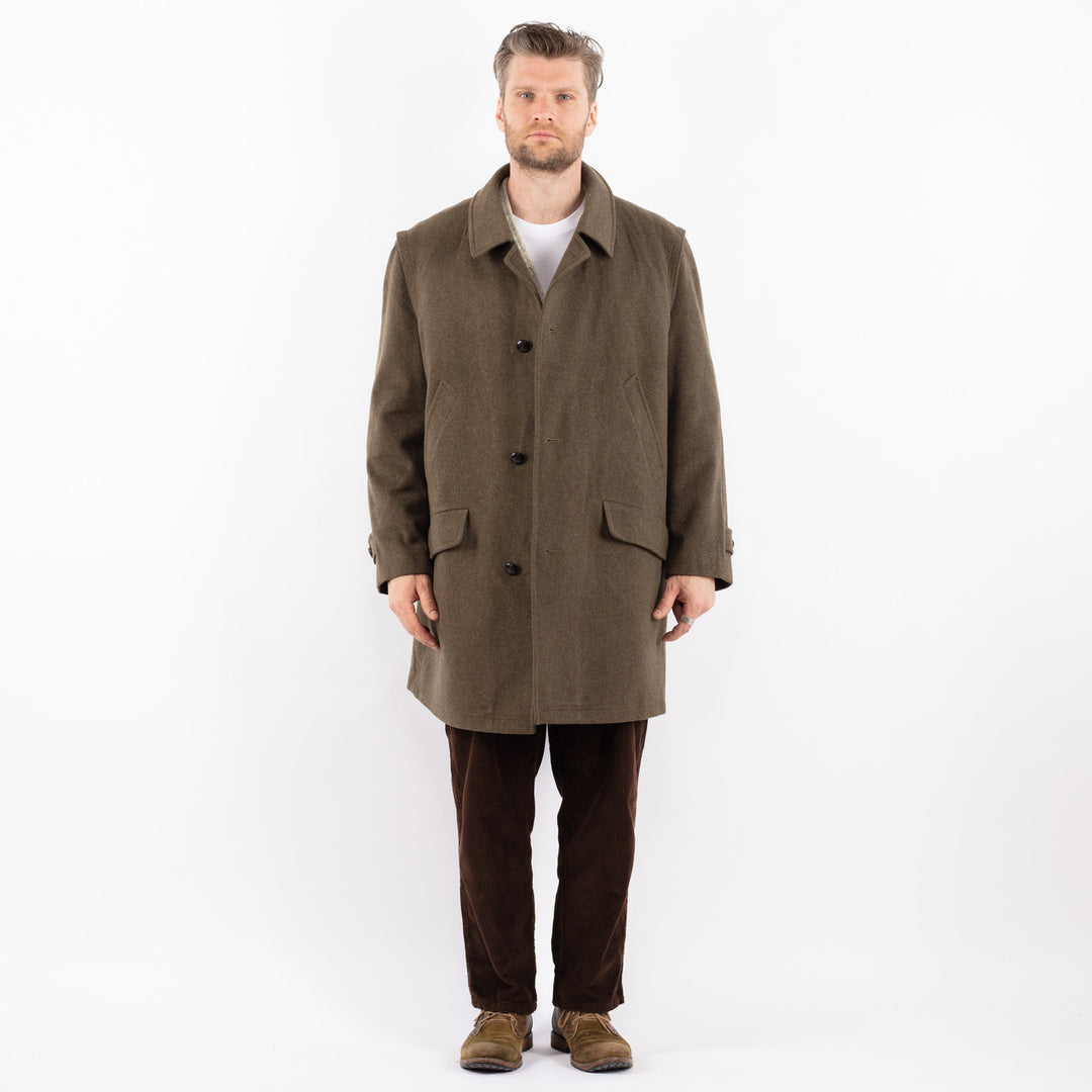 Vintage 70's Men Wool Coat in GreenZ1635