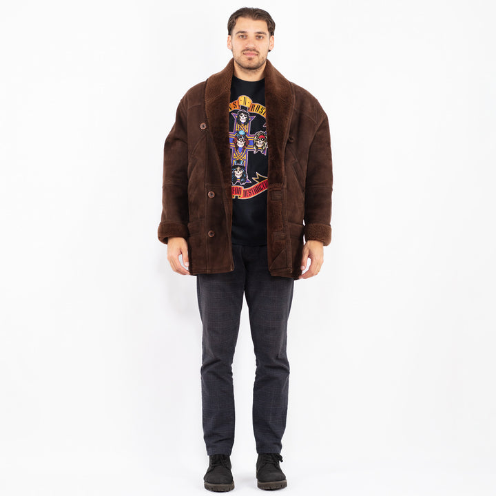 Vintage 80's Men Sheepskin Coat in BrownZ2382