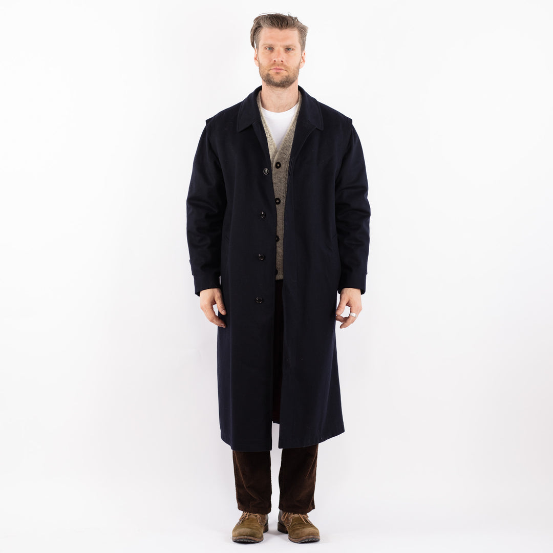Vintage 80's Men Wool Blend Coat in BlueZ1636