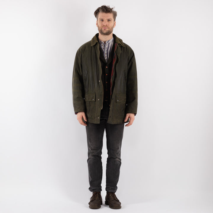 Vintage 90's Men Waxed Canvas Jacket in GreenZ535