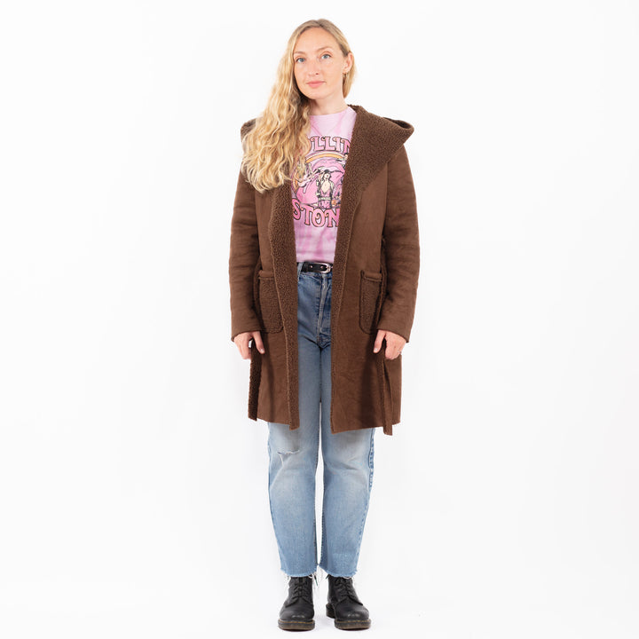 Vintage 00's Women Faux Sheepskin Coat in BrownA0527