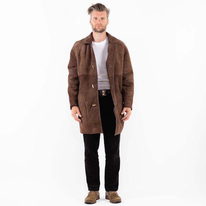 Vintage 90's Men Sheepskin Coat in BrownZ1843