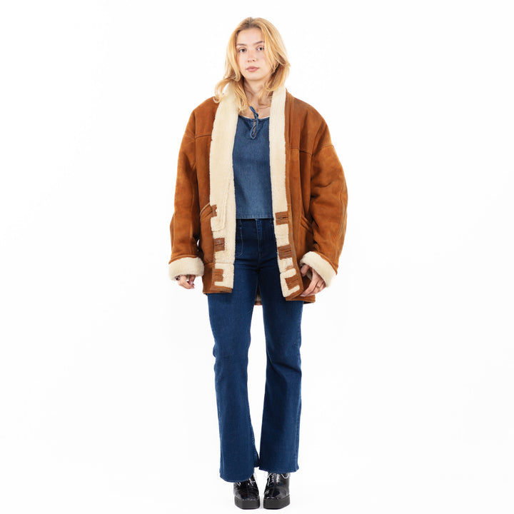 Vintage 90's Women Sheepskin Coat in BrownA0068