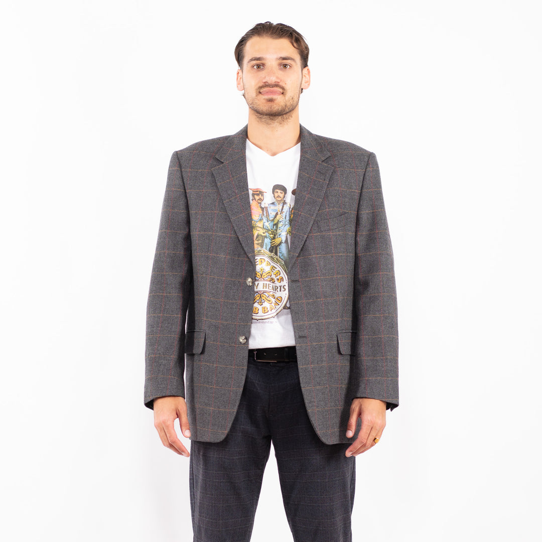 Vintage 90's Men Wool Blazer Jacket in GrayZ2186