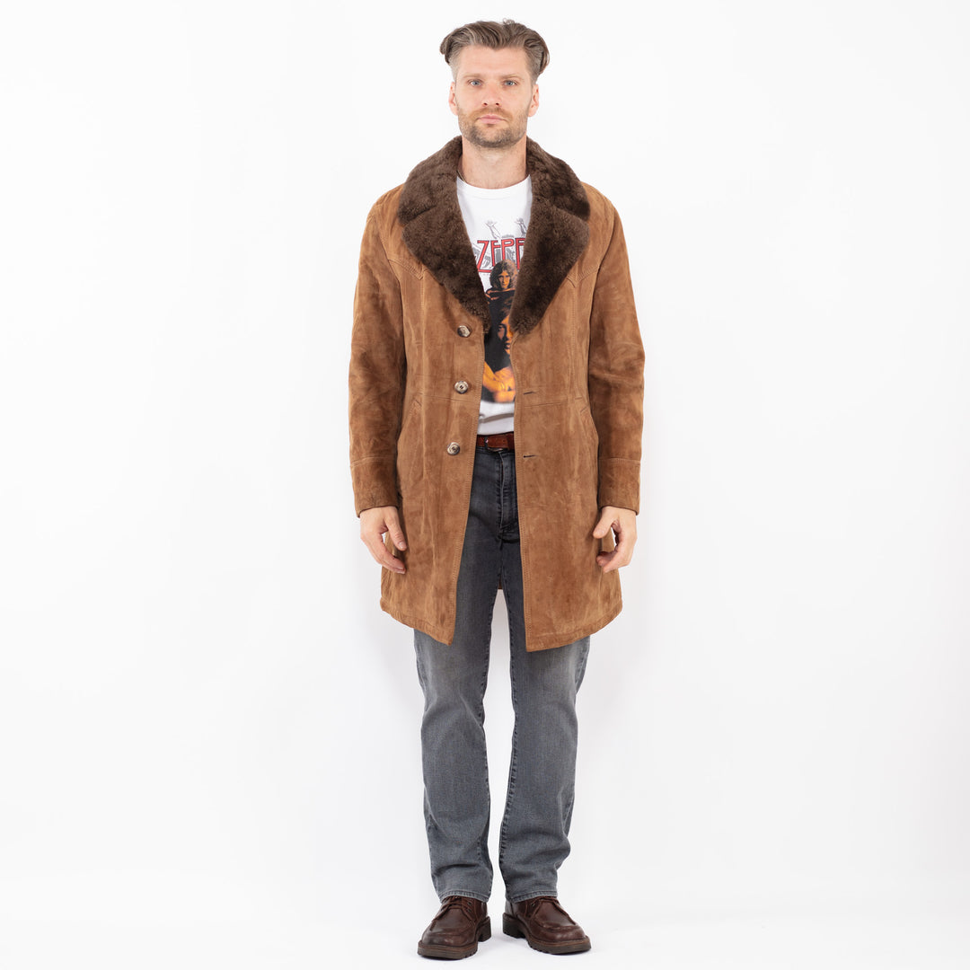Vintage 70's Men Suede Sherpa Coat in BrownZ2068