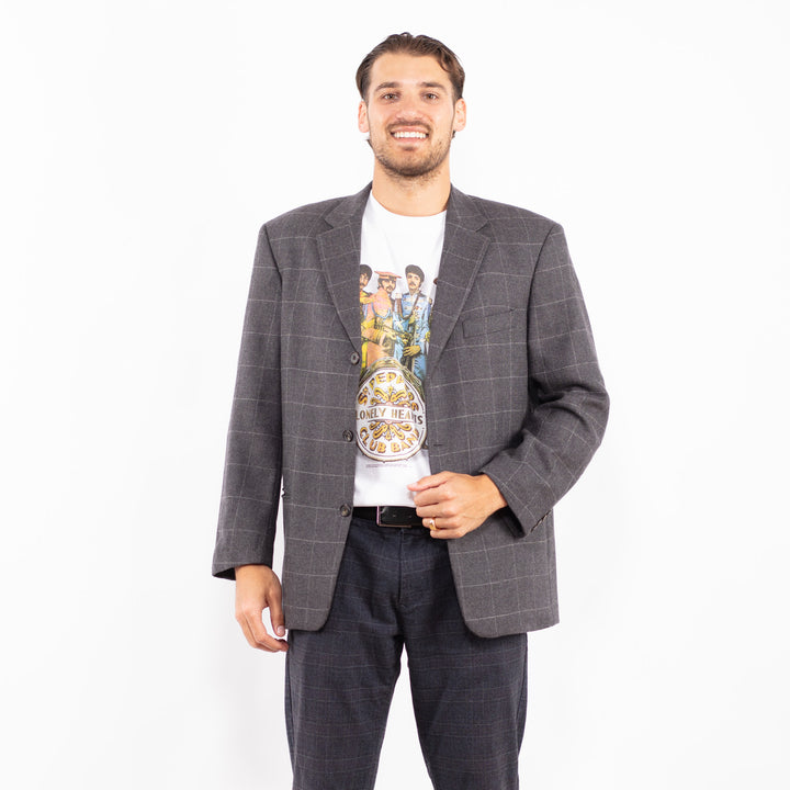 Vintage 90's Men Wool Blazer Jacket in GrayZ2187