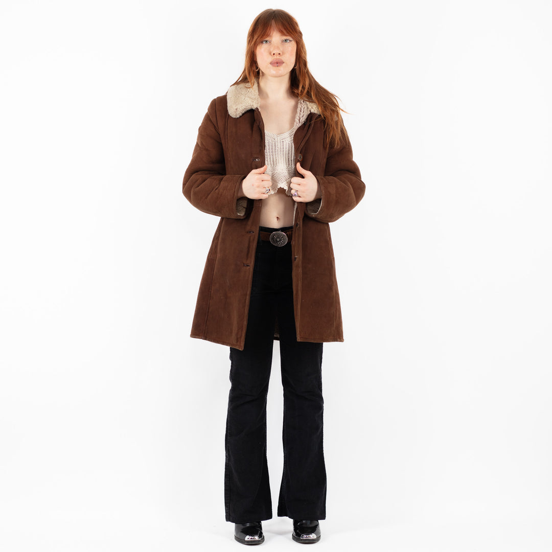 Vintage 70's Women Sheepskin Coat in BrownV9778