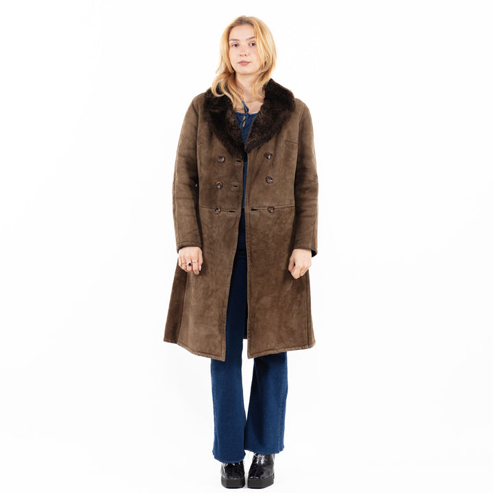Vintage 70's Women Sheepskin Coat in BrownA0072