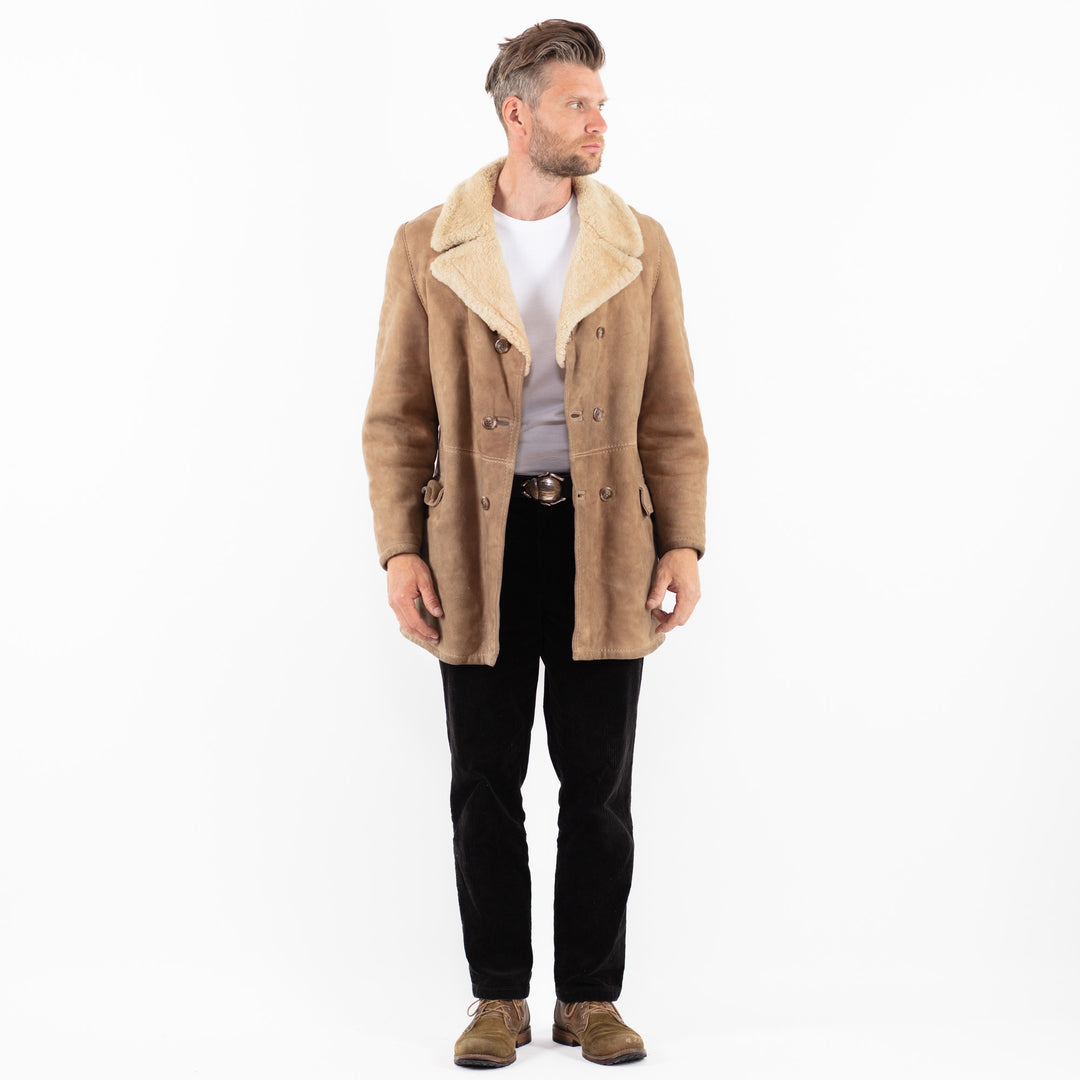 Vintage 70's Men Sheepskin Coat in BeigeZ1849