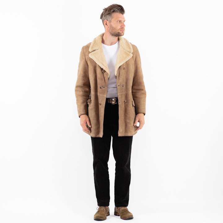 Vintage 70's Men Sheepskin Coat in BeigeZ1849