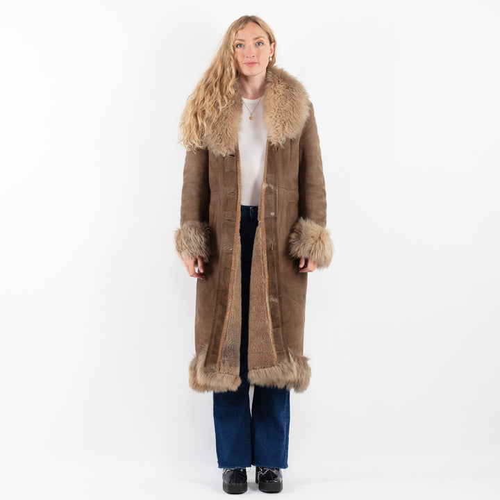 Vintage 70's Women Sheepskin Coat in BrownV9883
