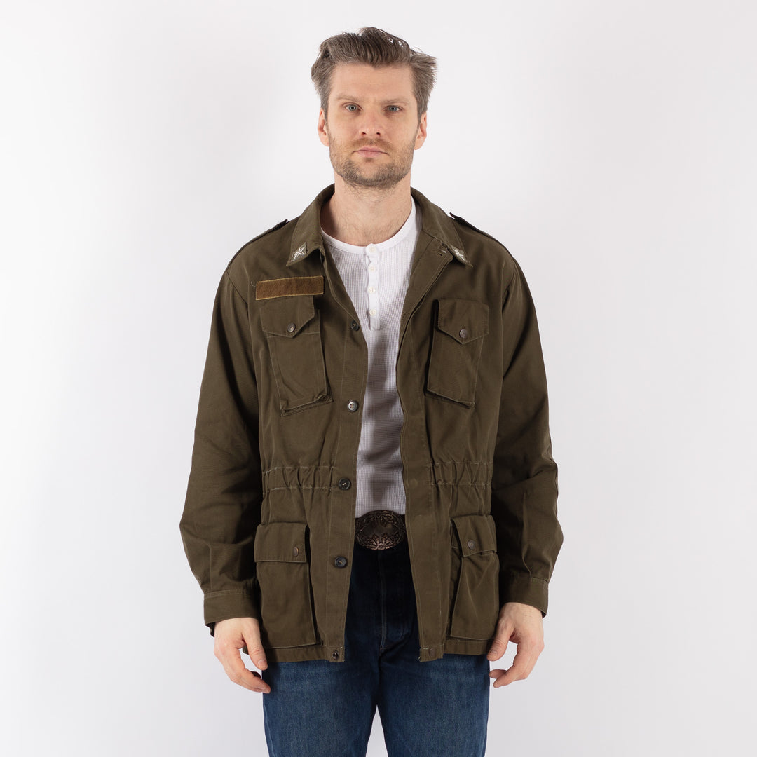 Vintage 80's Men Italian Military Jacket in Green