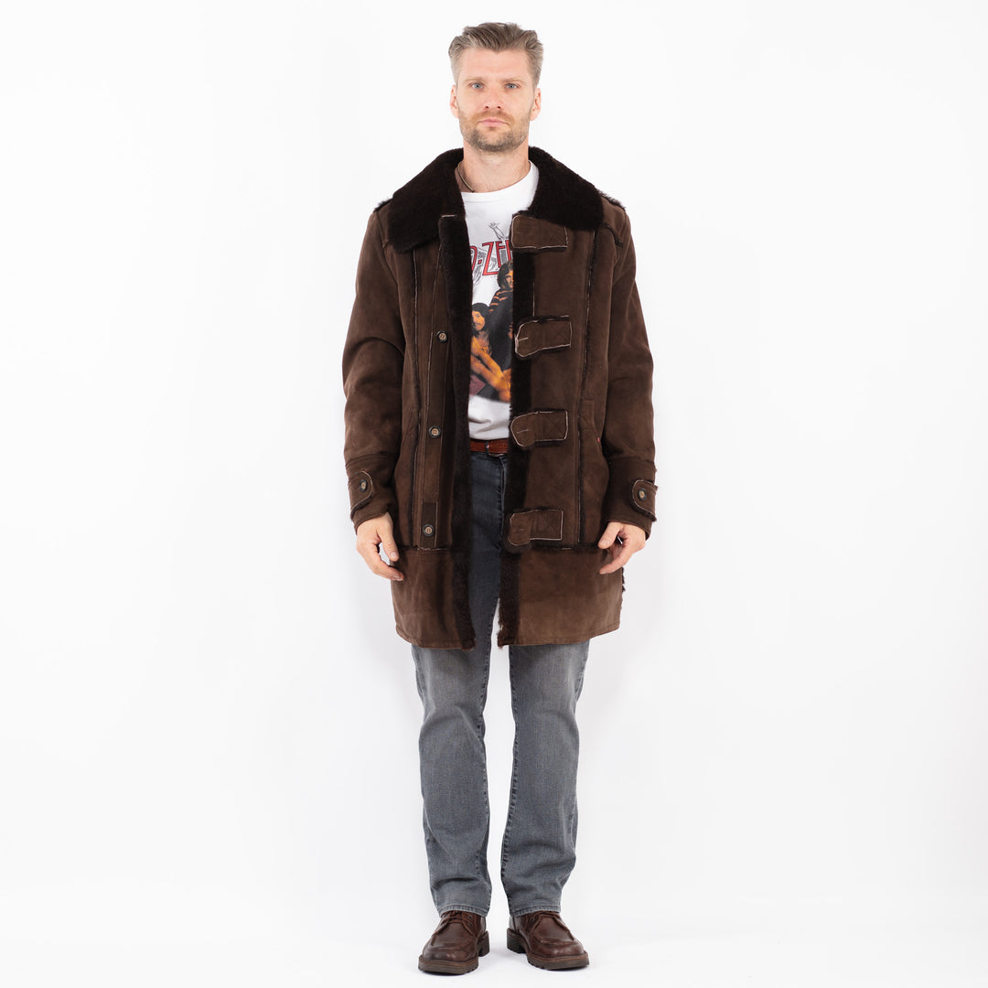 Vintage 70's Men Sheepskin Coat in BrownZ2073