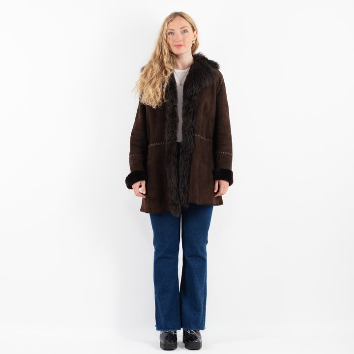Vintage 90's Women Sheepskin Coat in BrownV9884