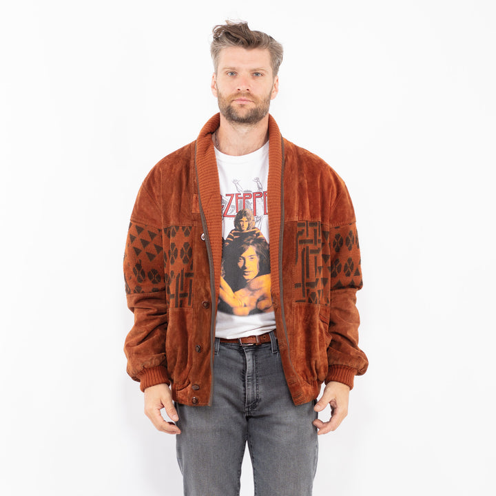 Vintage 90's Men Suede Jacket in BrownZ2299