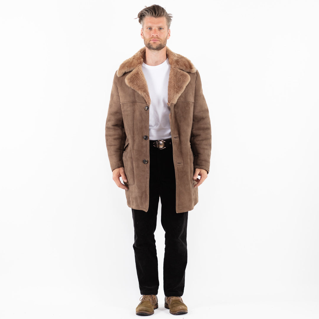 Vintage 70's Men Sheepskin Coat in BeigeZ1851
