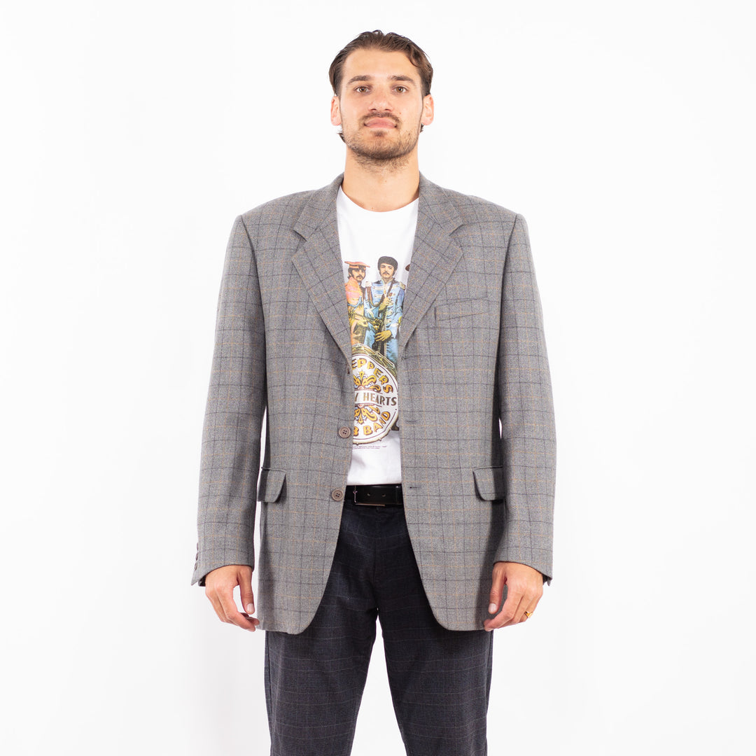 Vintage 90's Men Wool Blazer Jacket in GrayZ2192