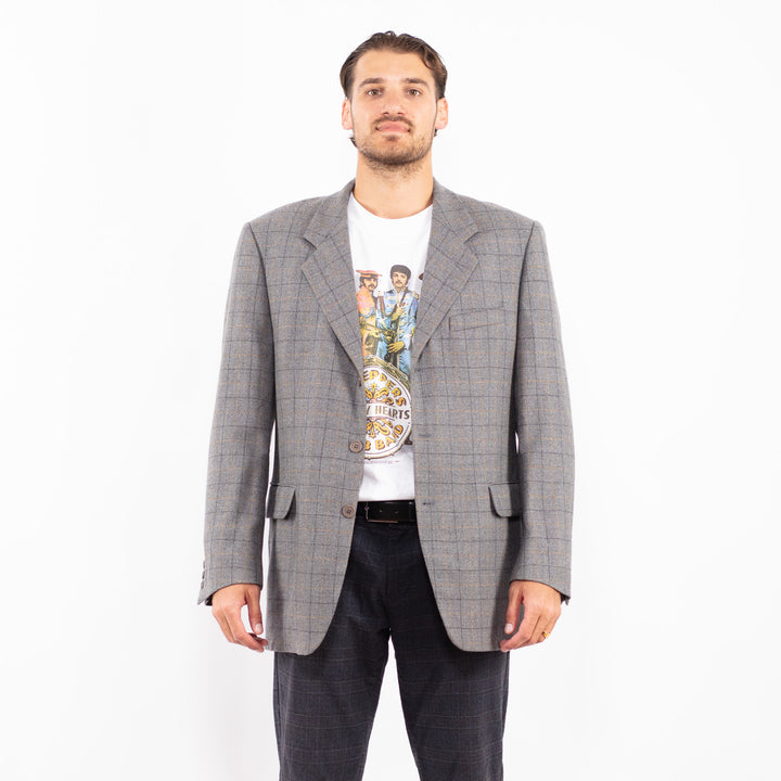 Vintage 90's Men Wool Blazer Jacket in GrayZ2192