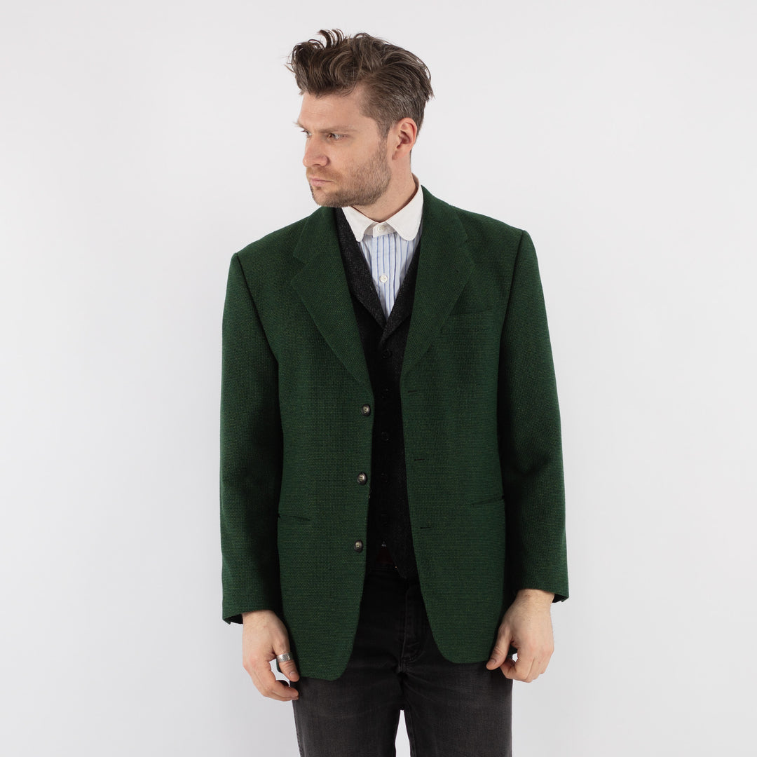 Vintage 70's Men Wool Blazer Jacket in GreenZ732