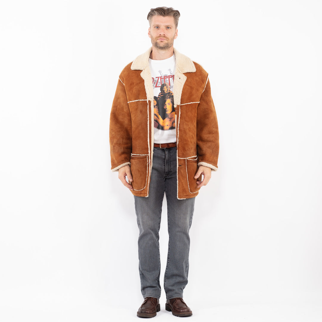 Vintage 80's Men Sheepskin Coat in BrownZ2074