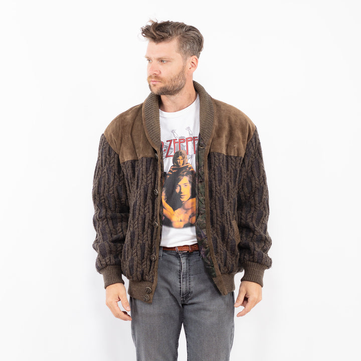 Vintage 90's Men Suede Jacket in BrownZ2300