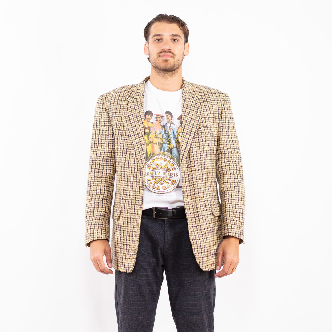 Vintage 70's Men Wool Blazer Jacket in BeigeZ2193