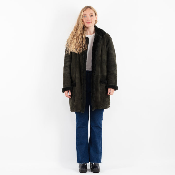 Vintage 90's Women Sheepskin Coat in GreenV9886