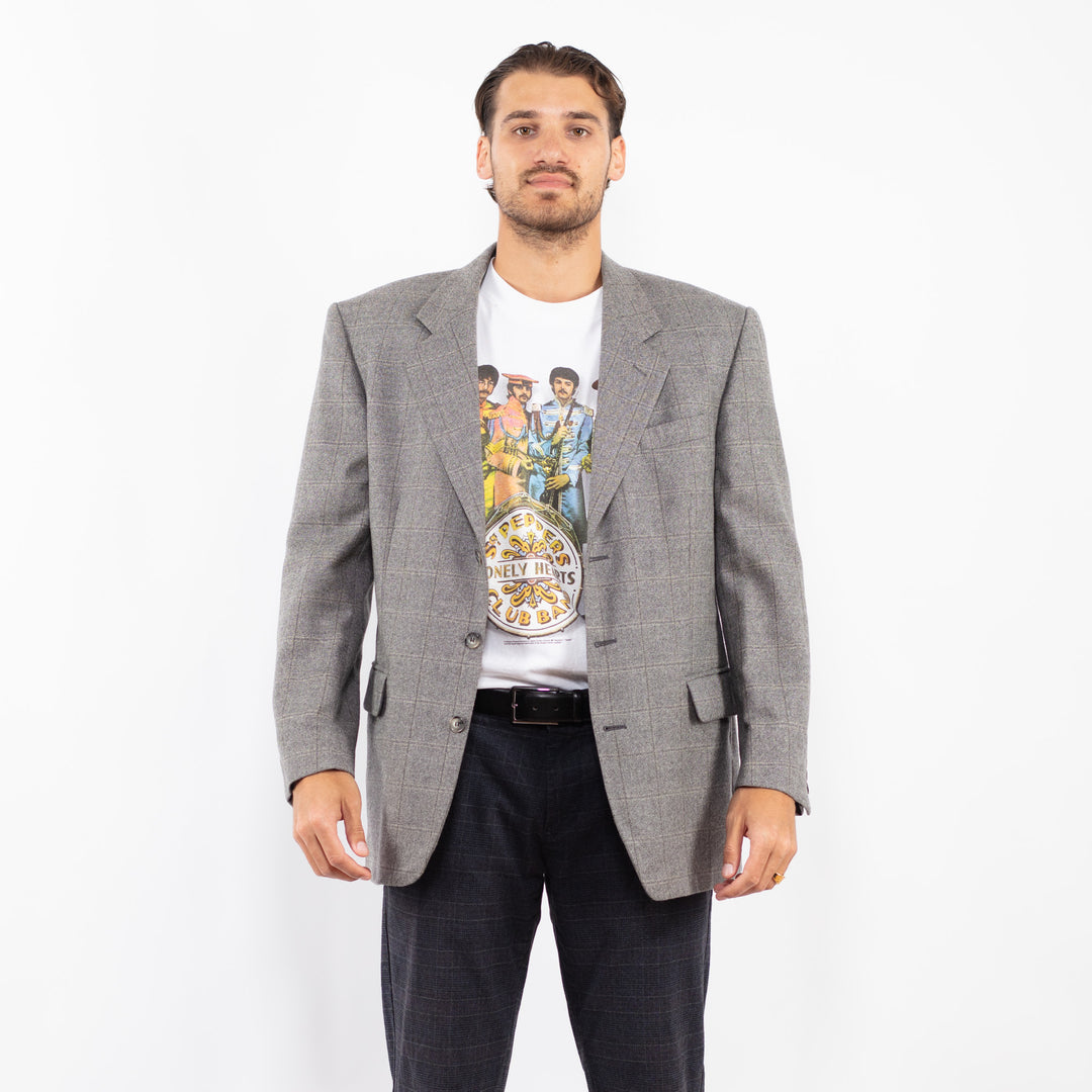 Vintage 90's Men Wool Blazer Jacket in GrayZ2194