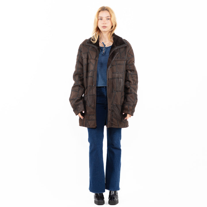 Vintage 90's Women Sheepskin Coat in BrownA0077