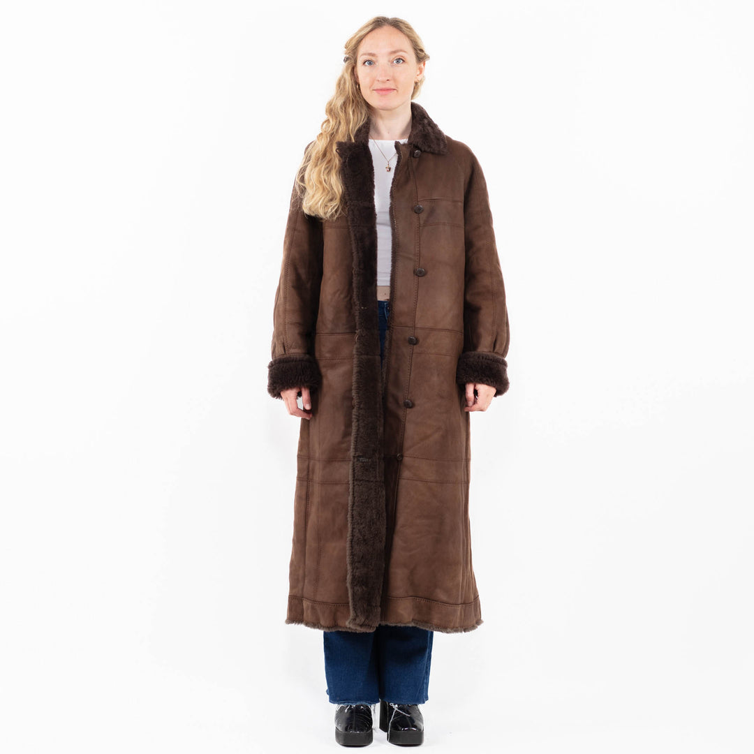 Vintage 70's Women Sheepskin Coat in Brown