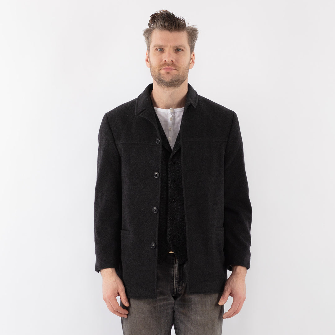 Vintage 00's Men Wool Blazer Jacket in GrayZ1013