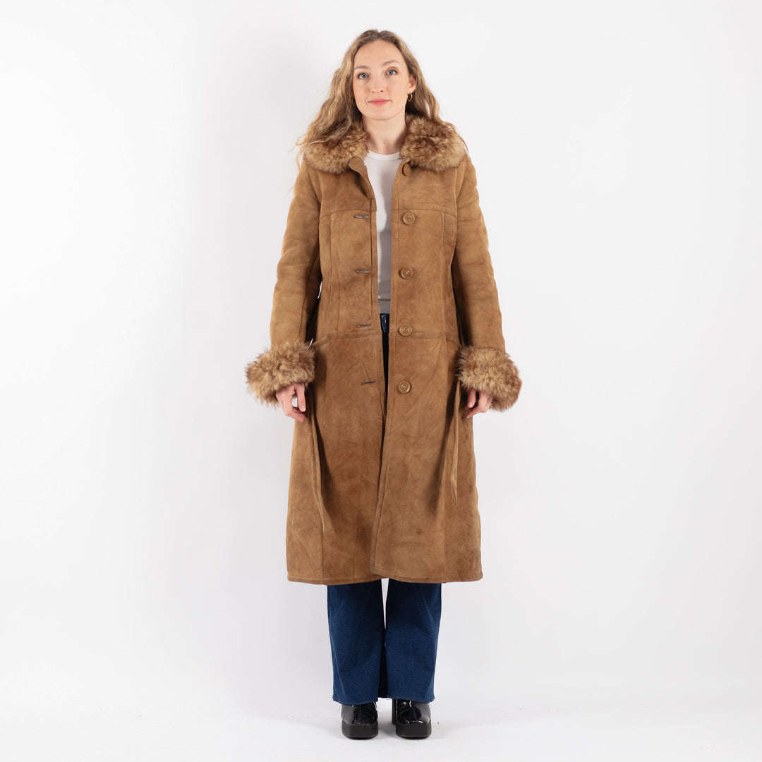 Vintage 70's Women Sheepskin Coat in BeigeV9156