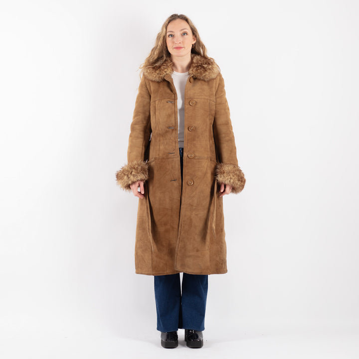 Vintage 70's Women Sheepskin Coat in BeigeV9156